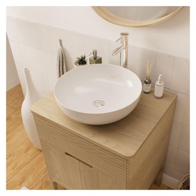 Ensemble meuble simple vasque 60 cm chêne    + vasque ALASKA