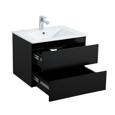 Ensemble meuble simple vasque 60cm avec vaque et colonne SORRENTO - Noir