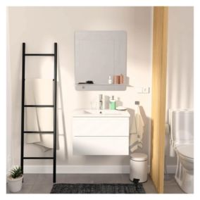 Ensemble meuble simple vasque 60cm avec vasque et miroir SORRENTO Blanc
