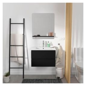 Ensemble meuble simple vasque 60cm avec vasque et miroir SORRENTO Noir