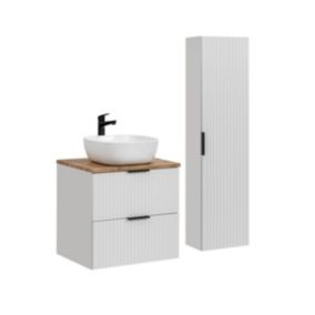 Ensemble meuble simple vasque 60cm et colonne Adriel Blanc