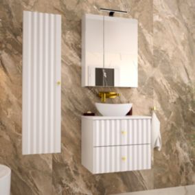 Ensemble meuble simple vasque 60cm et colonne Izae Blanc