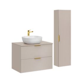 Ensemble meuble simple vasque 80cm et colonne Adriel Cachemire