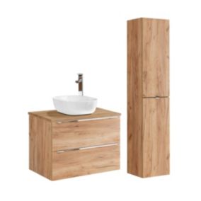 Ensemble meuble simple vasque 80cm et colonne April Bois