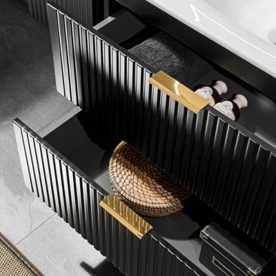 Ensemble meuble simple vasque 80cm miroir LED et colonne Adriel Noir