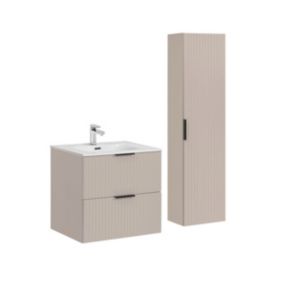 Ensemble meuble simple vasque encastree 60cm et colonne Adriel Cachemire