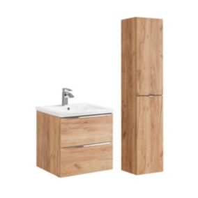 Ensemble meuble simple vasque encastree 60cm et colonne April Bois