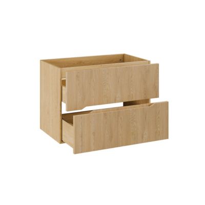 Ensemble meuble simple vasque encastree 80cm et colonne Isaline Bois