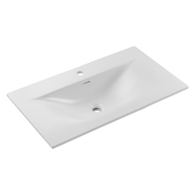 Ensemble meuble simple vasque encastree 80cm et colonne Isaline Bois