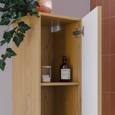 Ensemble meuble simple vasque encastree 80cm et colonne Isaline Bois