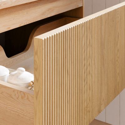 Ensemble meuble simple vasque encastree 80cm et colonne Isaline Bois