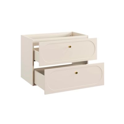 Ensemble meuble simple vasque encastree 80cm et colonne Sanae Beige sable
