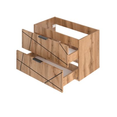 Ensemble meuble simple vasque encastree 80cm et colonne Teren Bois