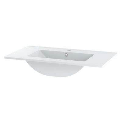 Ensemble meuble simple vasque encastree 80cm et colonne Teren Bois