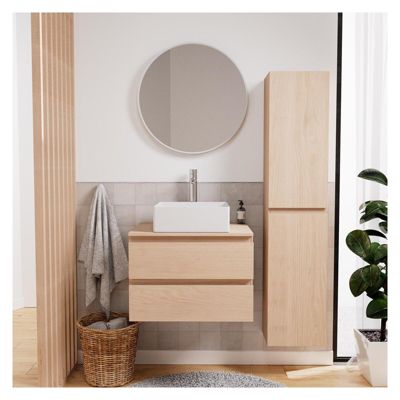 Ensemble meuble simple vasque SORRENTO 60 cm + vasque + robinet + miroir + colonne