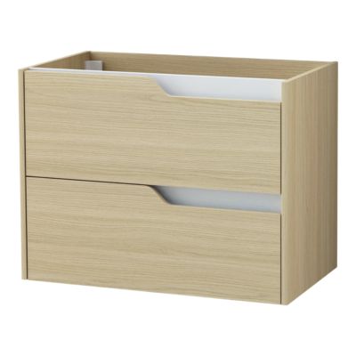 Ensemble meuble sous-vasque 2 tiroirs l. 80 cm + plan vasque + miroir, décor bois, Tolima