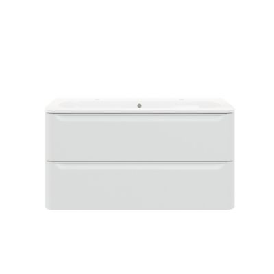 Ensemble meuble sous vasque blanc + plan vasque en résine blanc L.120,4 cm GoodHome Nevado