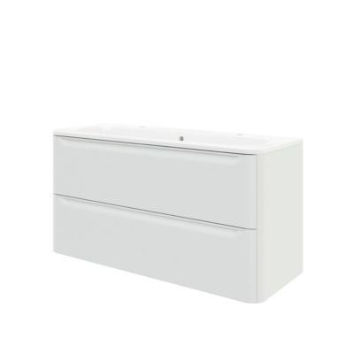 Ensemble meuble sous vasque blanc + plan vasque en résine blanc L.120,4 cm GoodHome Nevado