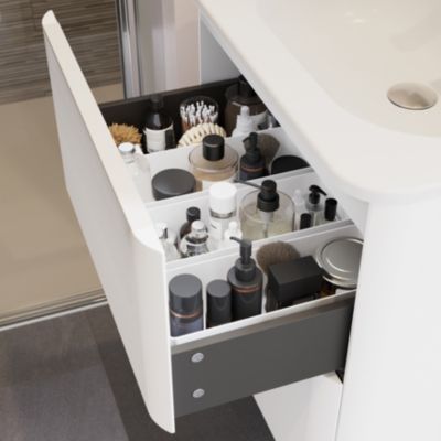 Ensemble meuble sous vasque blanc + plan vasque en résine blanc L.60,4 cm GoodHome Nevado