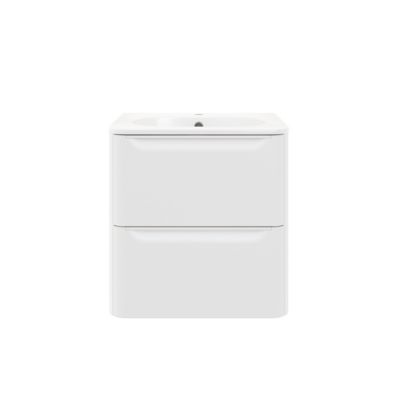Ensemble meuble sous vasque blanc + plan vasque en résine blanc L.60,4 cm GoodHome Nevado