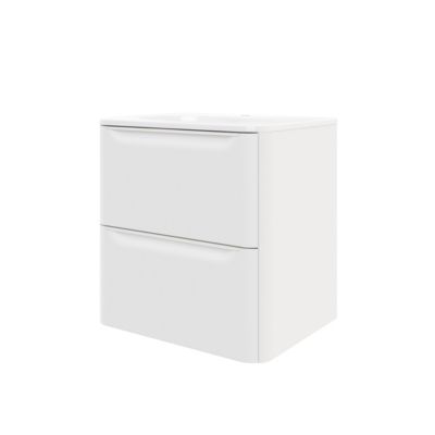 Ensemble meuble sous vasque blanc + plan vasque en résine blanc L.60,4 cm GoodHome Nevado
