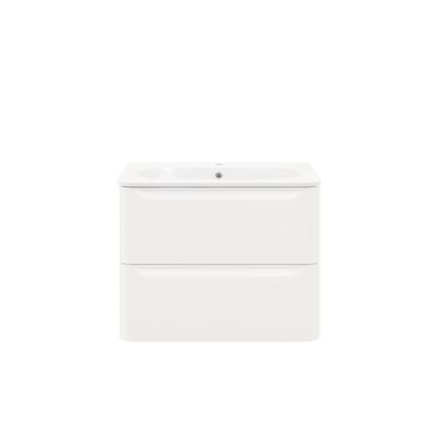 Ensemble meuble sous vasque blanc + plan vasque en résine blanc L.80,4 cm GoodHome Nevado