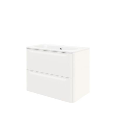 Ensemble meuble sous vasque blanc + plan vasque en résine blanc L.80,4 cm GoodHome Nevado