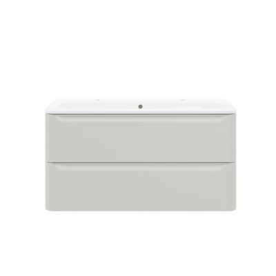 Ensemble meuble sous vasque cachemire + plan vasque en résine blanc L.120,4 cm GoodHome Nevado