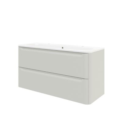Ensemble meuble sous vasque cachemire + plan vasque en résine blanc L.120,4 cm GoodHome Nevado