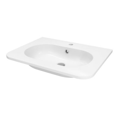 Ensemble meuble sous vasque cachemire + plan vasque en résine blanc L.60,4 cm GoodHome Nevado