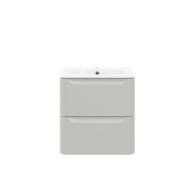Ensemble meuble sous vasque cachemire + plan vasque en résine blanc L.60,4 cm GoodHome Nevado