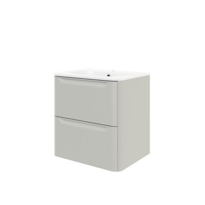 Ensemble meuble sous vasque cachemire + plan vasque en résine blanc L.60,4 cm GoodHome Nevado