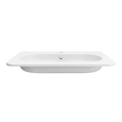 Ensemble meuble sous vasque cachemire + plan vasque en résine blanc L.80,4 cm GoodHome Nevado