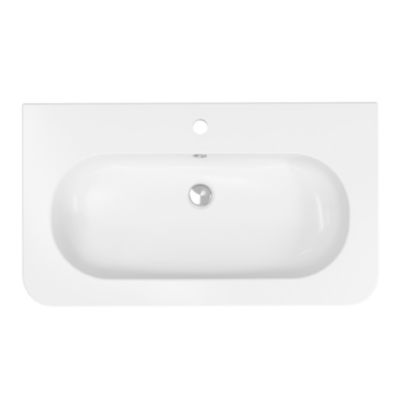 Ensemble meuble sous vasque cachemire + plan vasque en résine blanc L.80,4 cm GoodHome Nevado