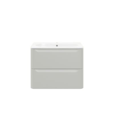 Ensemble meuble sous vasque cachemire + plan vasque en résine blanc L.80,4 cm GoodHome Nevado