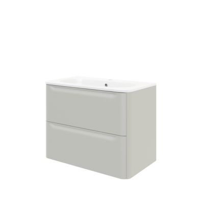 Ensemble meuble sous vasque cachemire + plan vasque en résine blanc L.80,4 cm GoodHome Nevado