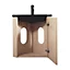 Ensemble meuble sous vasque d'angle compact à suspendre Skino décor chêne + plan vasque en résine noir