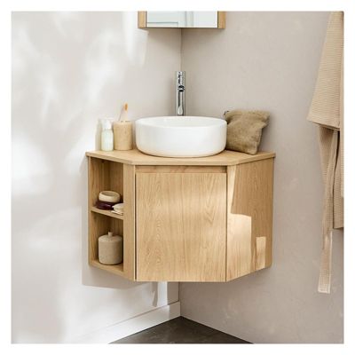 Ensemble meuble sous vasque d'angle SORRENTO + vasque blanche