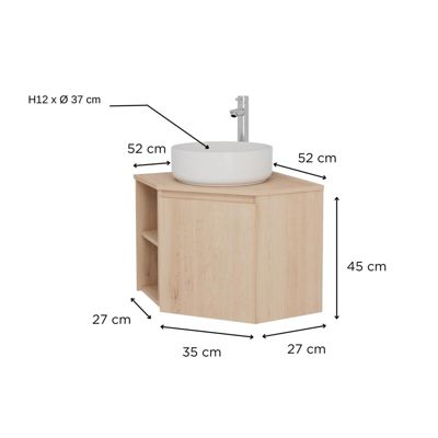 Ensemble meuble sous vasque d'angle SORRENTO + vasque blanche