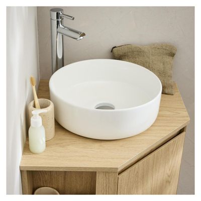 Ensemble meuble sous vasque d'angle SORRENTO + vasque blanche