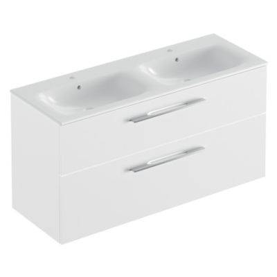 Ensemble meuble sous vasque l.130 cm blanc + vasque céramique Selva Geberit