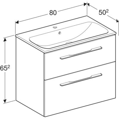 Ensemble meuble sous vasque l.80 cm chêne + vasque céramique Selva Geberit