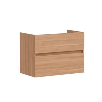 Ensemble meuble sous vasque Nia l.80 cm effet noyer + plan vasque blanc + miroir