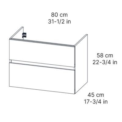 Ensemble meuble sous vasque Nia l.80 cm effet noyer + plan vasque blanc + miroir