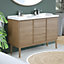 Ensemble meuble sous vasque placage bois Kabayan + plan double vasque céramique blanc Lana l.120 cm