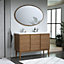 Ensemble meuble sous vasque placage bois Kabayan + plan double vasque céramique blanc Nira l.120 cm