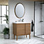 Ensemble meuble sous vasque placage bois Kabayan + plan vasque résine blanc Mila l.80 cm