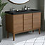 Ensemble meuble sous vasque placage bois Kabayan + plan vasque résine noir Mila l.120 cm