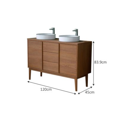 Ensemble meuble sous vasque + plan de toilette placage bois Kabayan l.120 cm
