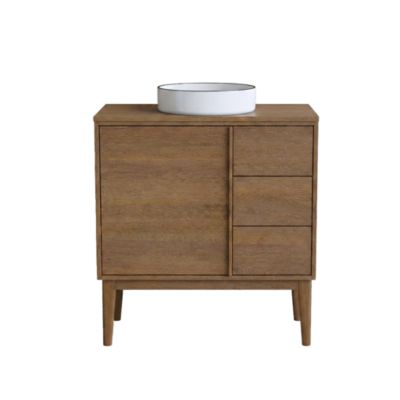 Ensemble meuble sous vasque + plan de toilette placage bois Kabayan l.80 cm